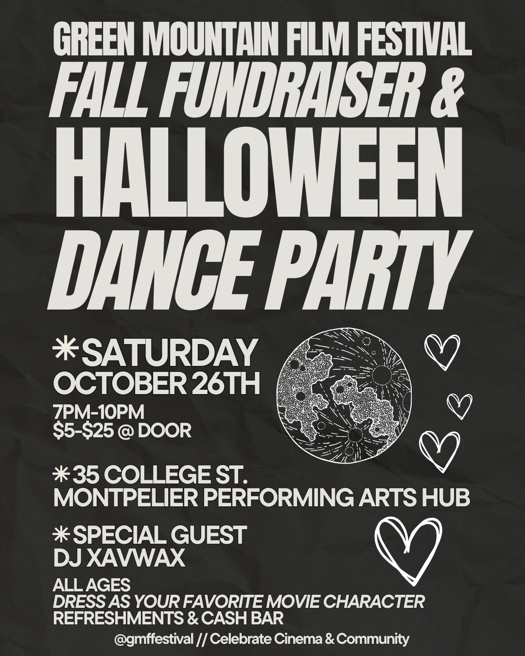 Join us Saturday, October 26th for a GMFF Halloween Dance Party and Fall Fundraiser!